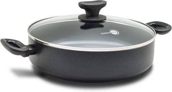 Greenpan Torino Keramische Hapjespan - 28 cm - met glazen deksel