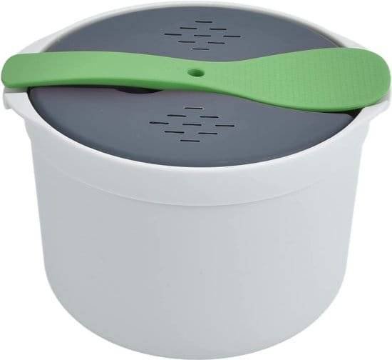 HR Goods - Magnetron rijstkoker - Multifunctionele rijststomer - 2L - Groene lepel - Vaatwasser bestendig