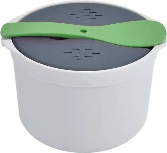 HR Goods - Magnetron rijstkoker - Multifunctionele rijststomer - 2L - Groene lepel - Vaatwasser bestendig