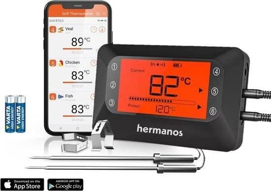 Hermanos Digitale BBQ Thermometer Draadloos - Bluetooth met app