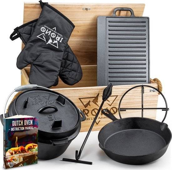 IRONO Dutch Oven - Pan Gietijzer - 5 Liter Set