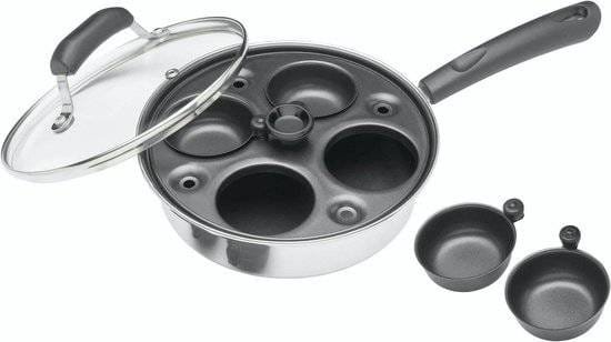 KitchenCraft Aluminium Gecoat Koolstofstaal Ei Pan Vier gaten