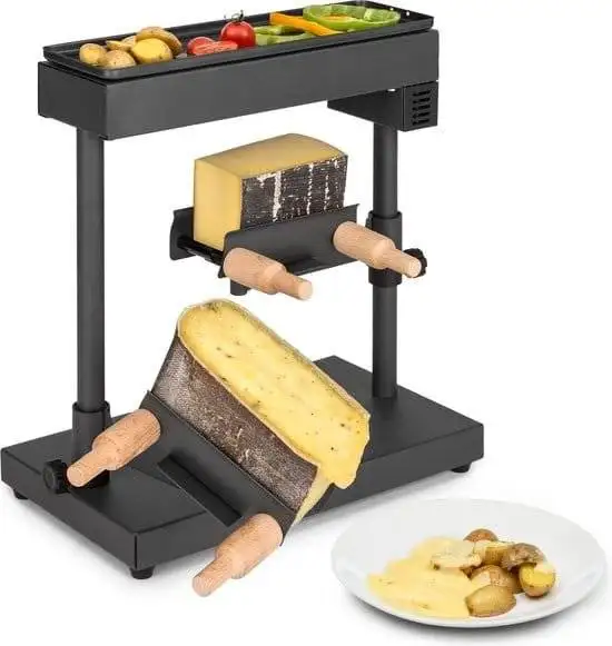 Klarstein Appenzell XL raclette met grill 600W thermostaat 2 kaasdragers