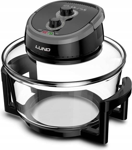 LUND Professional heteluchtoven 12 + 5L zwart - Halogeen oven - Convectie oven - 1400W - Inclusief gratis 8-delige accessoires set