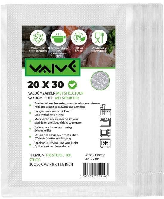 VAIVE Vacuumzakken Voedsel 20 x 30 cm - 100 stuks- Sous vide Zakken