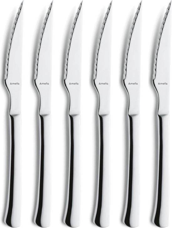 Amefa Chuletero Steakmessen - 6 delige steakmessenset - RVS - zilver