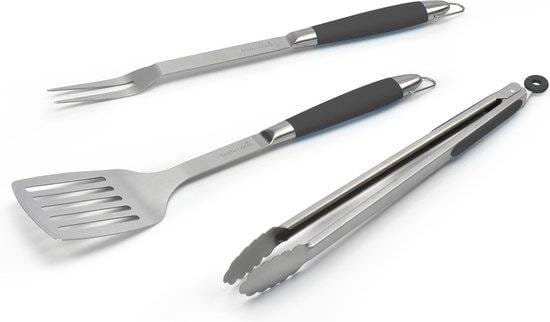 Barbecook Gereeschapset - BBQ accessoires- Vork, Spatel & Tang - Staal - Zwart