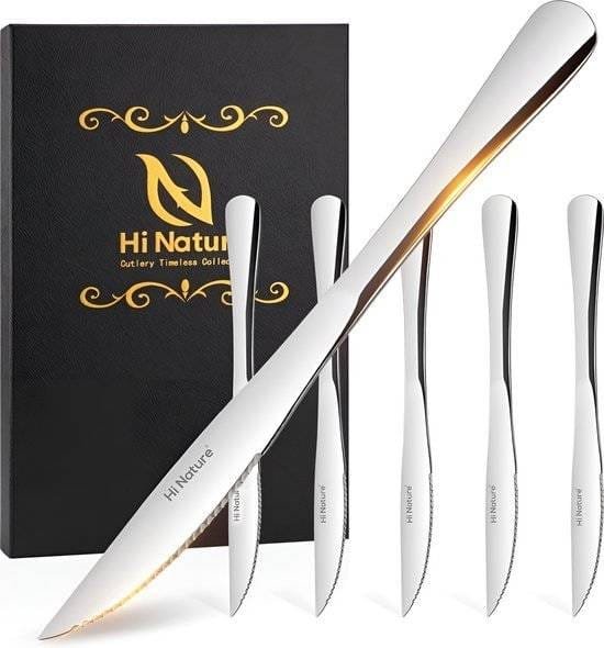 HI NATURE Steakmessen 6 Stuks RVS