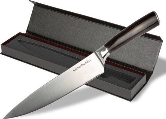 KitchenBrothers Koksmes - 20cm - Professioneel Keuken Mes - Allround Japans Snijmes - RVS