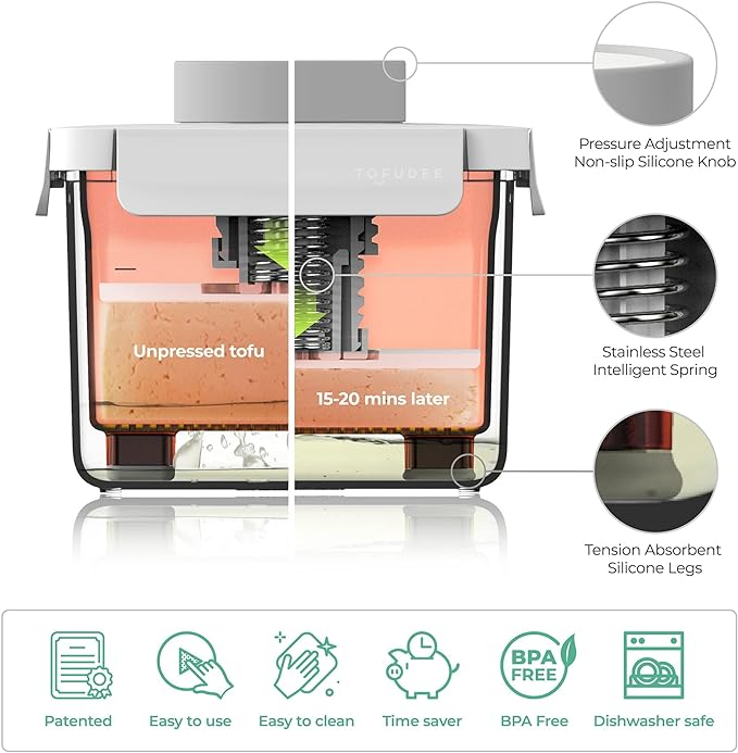TOFUDEE Tofu Press. Intelligente veerpers Tofu-pers voor alle soorten geperste tofu