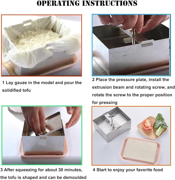 FTYSXP Tofu Press -304 roestvrij staal, veganistische tofu pers om water uit zijde te versnellen in 10-30 minuten voor vaste of extra stevige tofu zonder scheuren