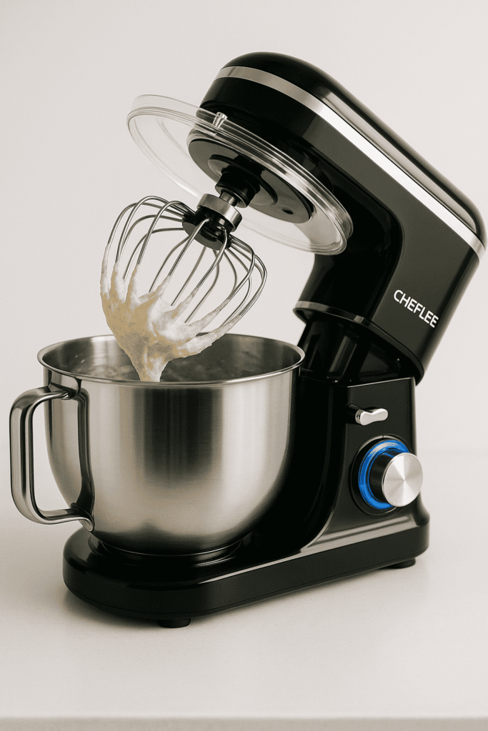 Cheflee keukenmachine in gebruik tijdens het kneden van brooddeeg