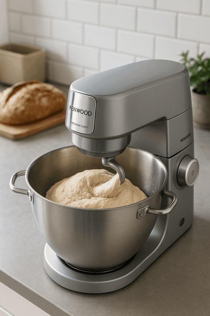 Kenwood Titanium Chef in moderne keuken met vers brooddeeg