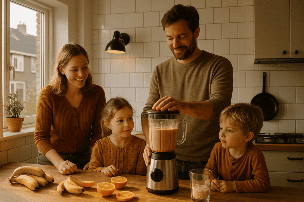 Nederlandse Gezin met blender vermogen