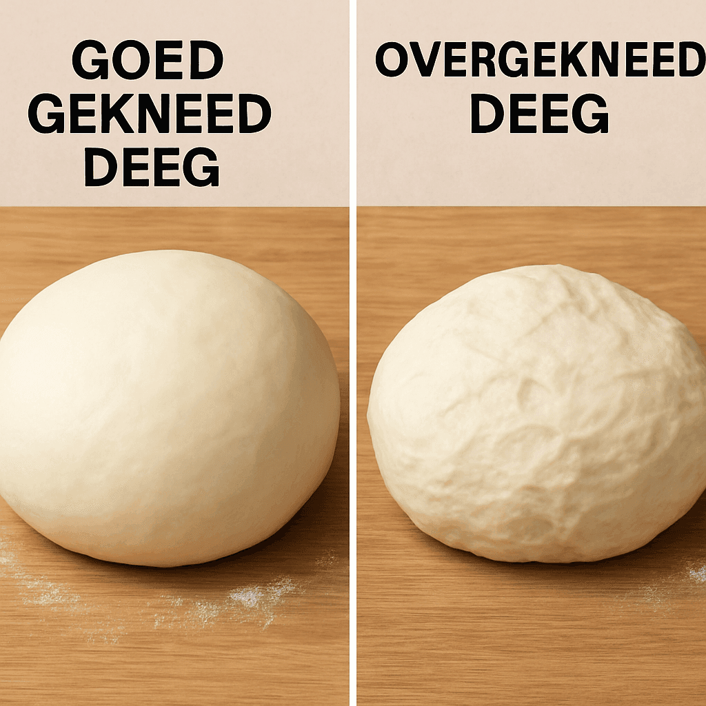 Voor/Na vergelijking van goed vs overgekneed deeg
