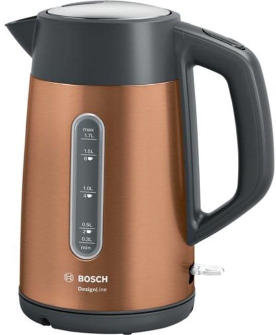 Bosch DesignLine TWK4P434 waterkoker rood zwart OneCup Turbo kalkfilter design keuken