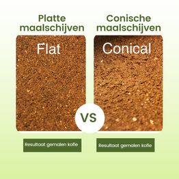 Resultaat platte vs conische maalschijven hoe gemalen koffie eruit ziet