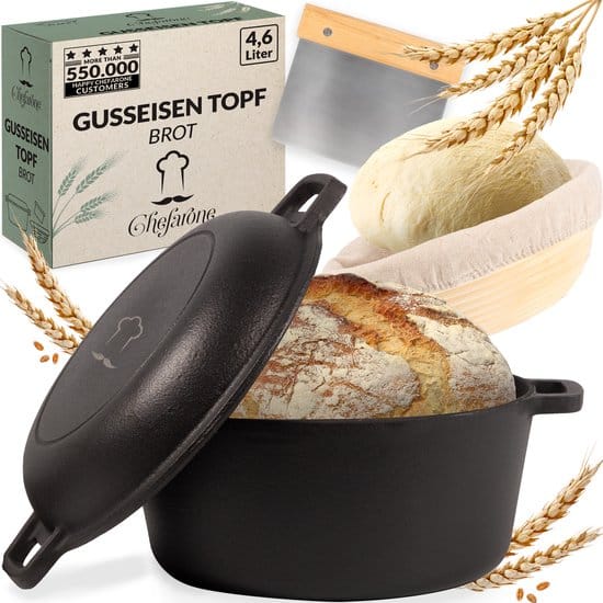 Chefarone gietijzeren braadpan met deksel