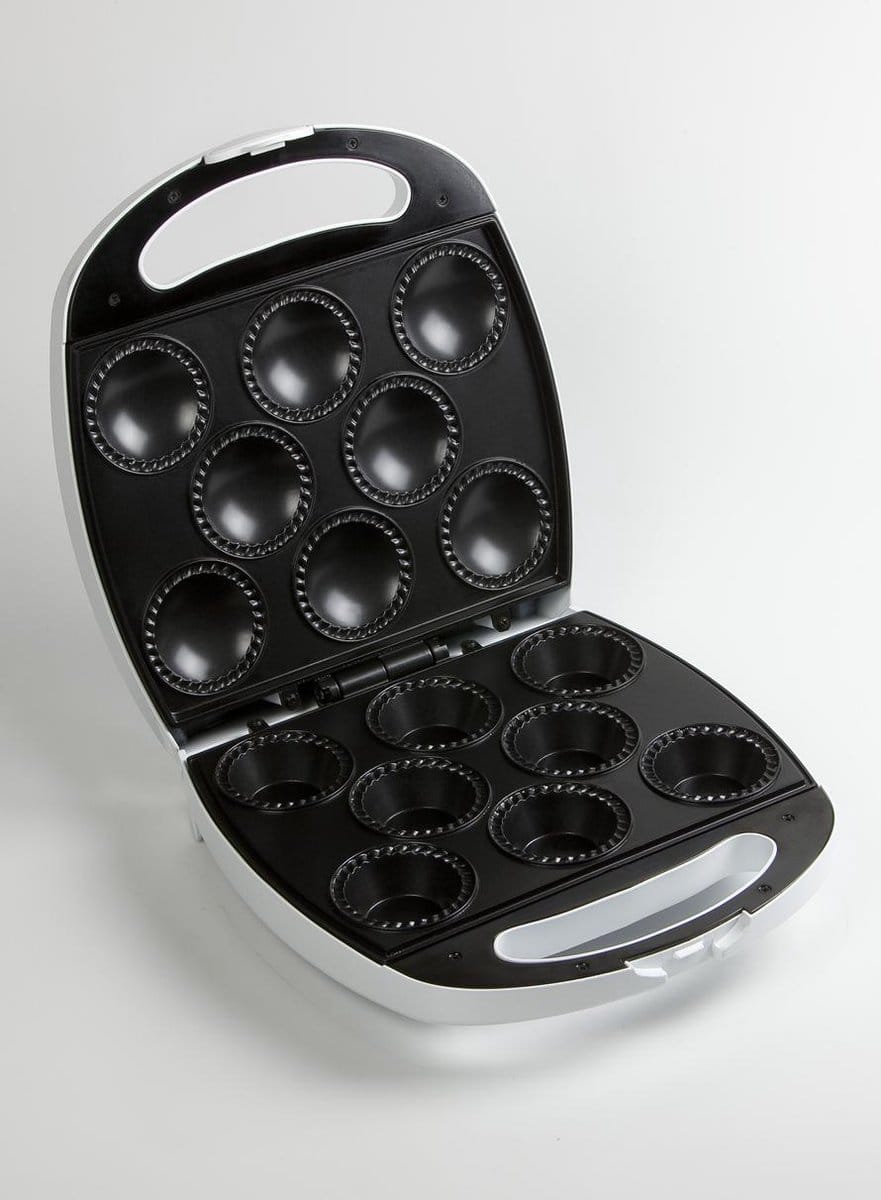 Domo DO9053CM cupcake maker apparaat geopend met 8 bakvormen